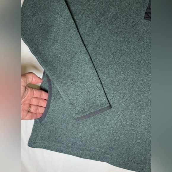 Eddie Bauer Women Fleece Pullover Sweatshirt Sz M Green 1/4 Snap Close 3 Pocket - Picture 6 of 7